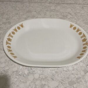 Vintage Corelle oval serving platter in vintage butterfly gold pattern
